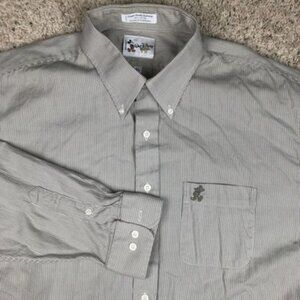 Walt Disney World Mens Button Up Shirt Size XL Beige Pearl Striped Single Needle